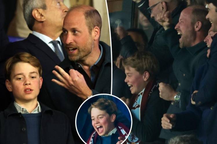 欧冠1/4决赛首回合客战巴黎 维拉死忠威廉王子与儿子乔治现场观战